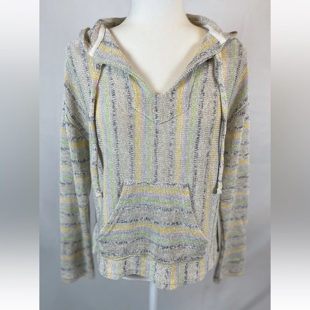 Earthbound Drug Rug Soft Pullover Knit Hooded Rainbow Color Top‎ Woman’s Size L